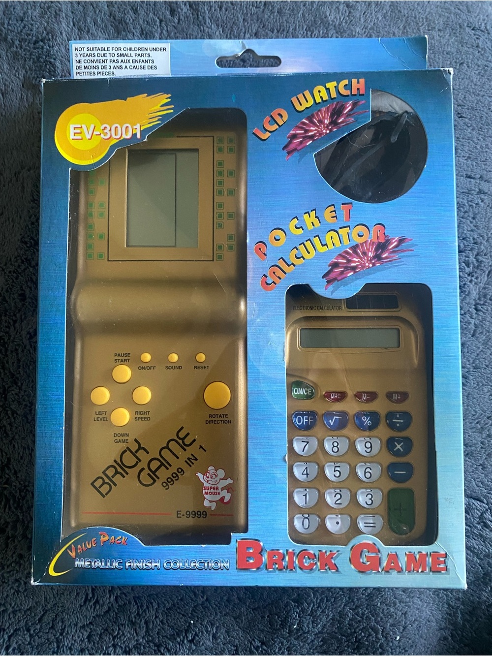 Brick Game EV-3001 Portable LCD Watch & Pocket Calculator - Gold